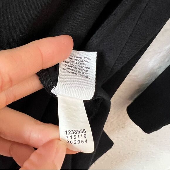 J. Jill Wearever Black Dress Long Sleeve Faux Wrap Size Medium Knee Length - Picture 8 of 8